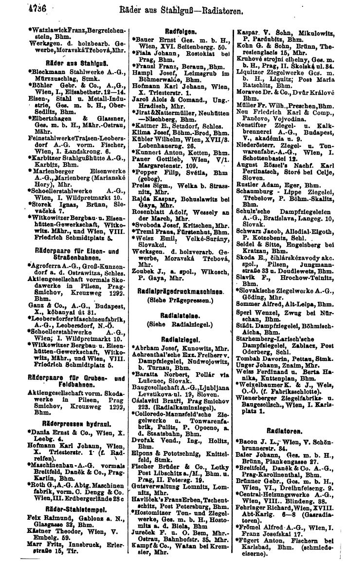 Compass 1922. Band VI: Österreich, Tschechoslowakei, Ungarn, Jugoslawien. - Page 1274