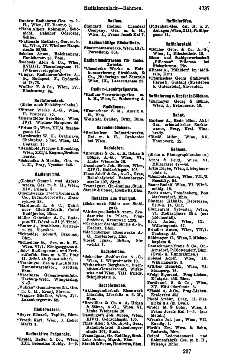 Compass 1922. Band VI: Österreich, Tschechoslowakei, Ungarn, Jugoslawien. - Page 1275