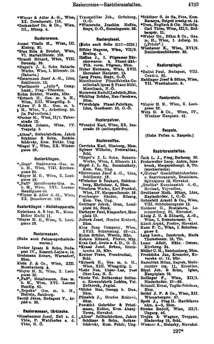 Compass 1922. Band VI: Österreich, Tschechoslowakei, Ungarn, Jugoslawien. - Page 1277