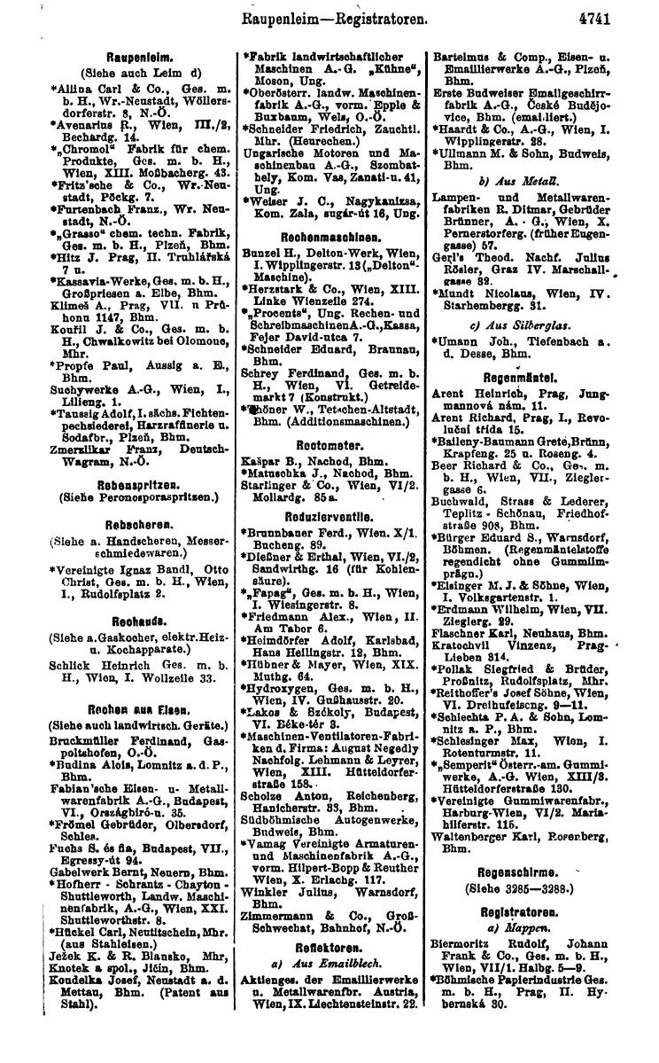 Compass 1922. Band VI: Österreich, Tschechoslowakei, Ungarn, Jugoslawien. - Page 1279