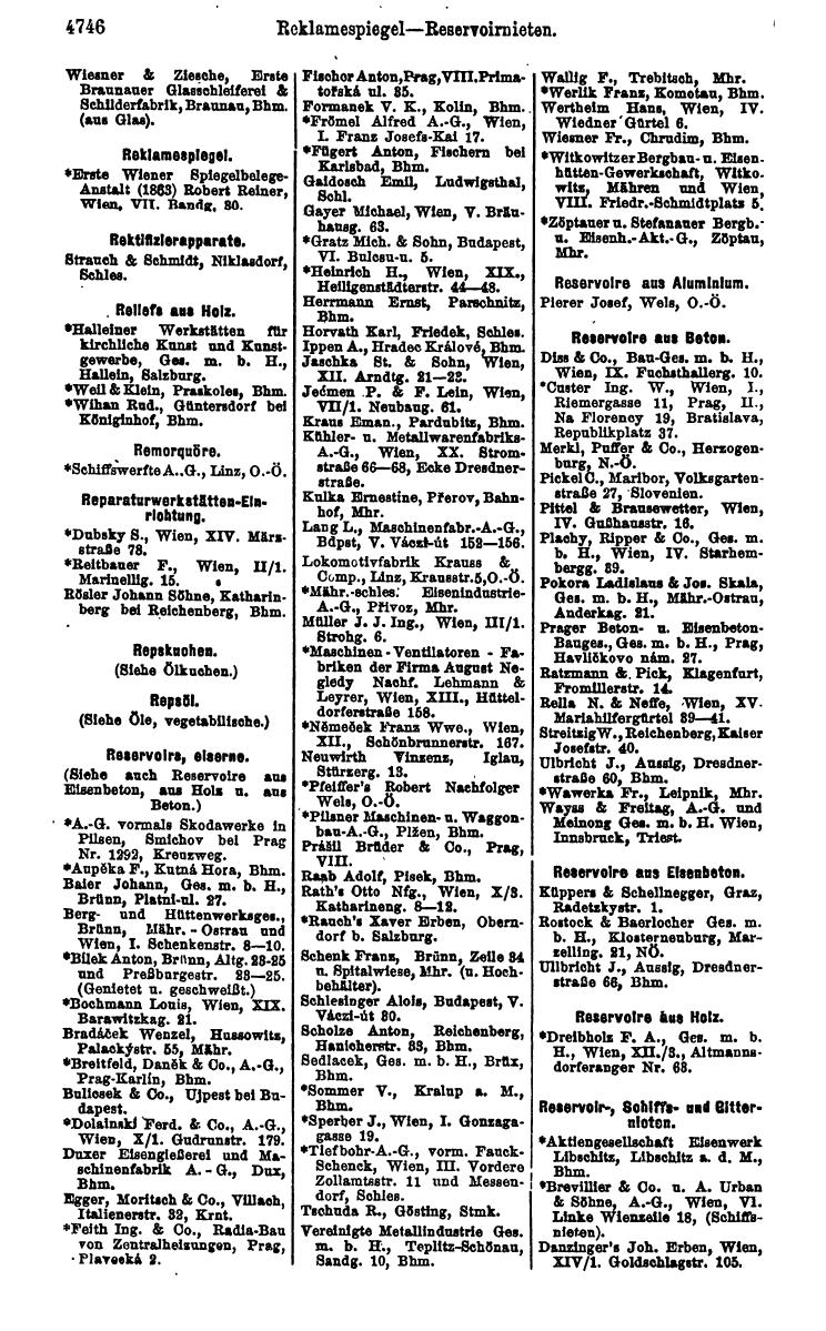 Compass 1922. Band VI: Österreich, Tschechoslowakei, Ungarn, Jugoslawien. - Page 1284