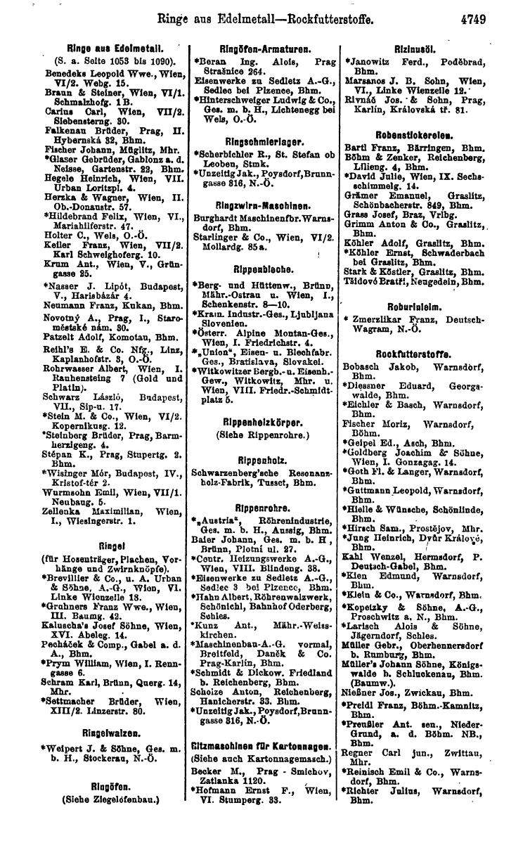 Compass 1922. Band VI: Österreich, Tschechoslowakei, Ungarn, Jugoslawien. - Page 1287