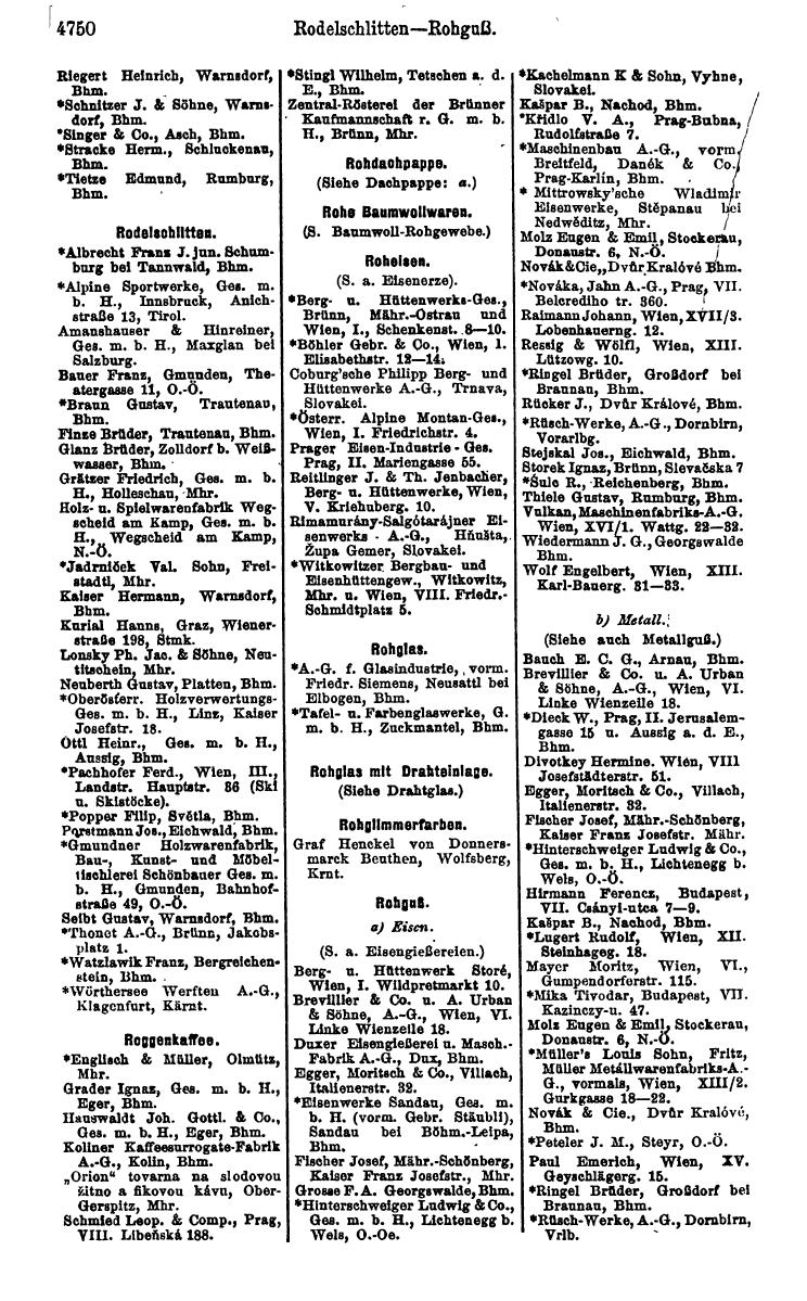 Compass 1922. Band VI: Österreich, Tschechoslowakei, Ungarn, Jugoslawien. - Page 1288