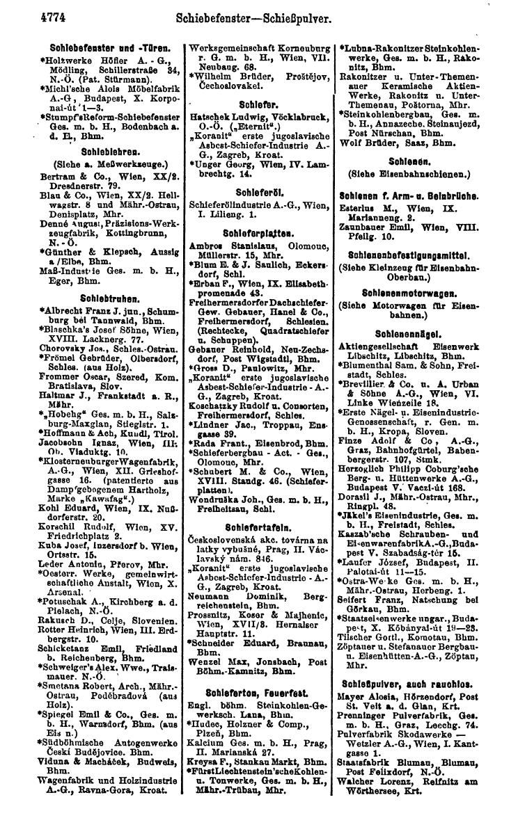 Compass 1922. Band VI: Österreich, Tschechoslowakei, Ungarn, Jugoslawien. - Page 1324