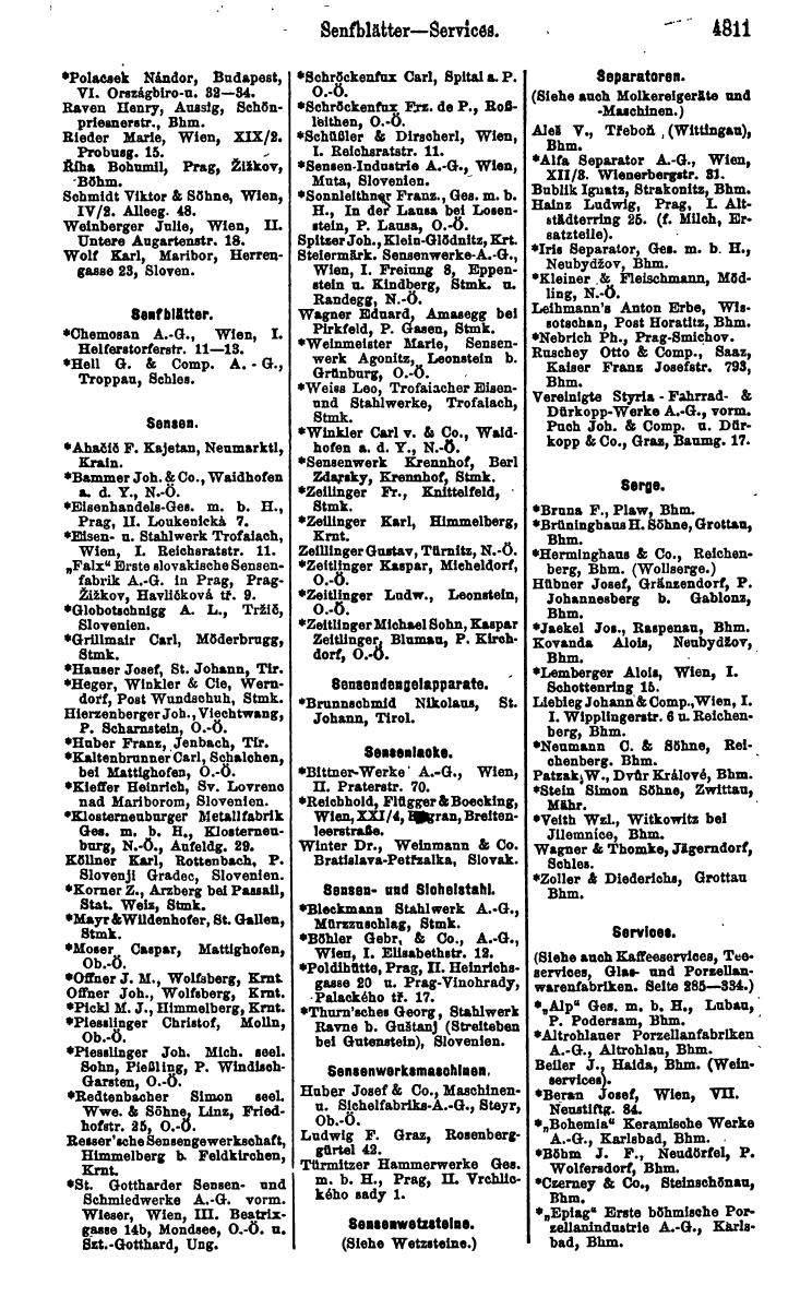 Compass 1922. Band VI: Österreich, Tschechoslowakei, Ungarn, Jugoslawien. - Page 1361