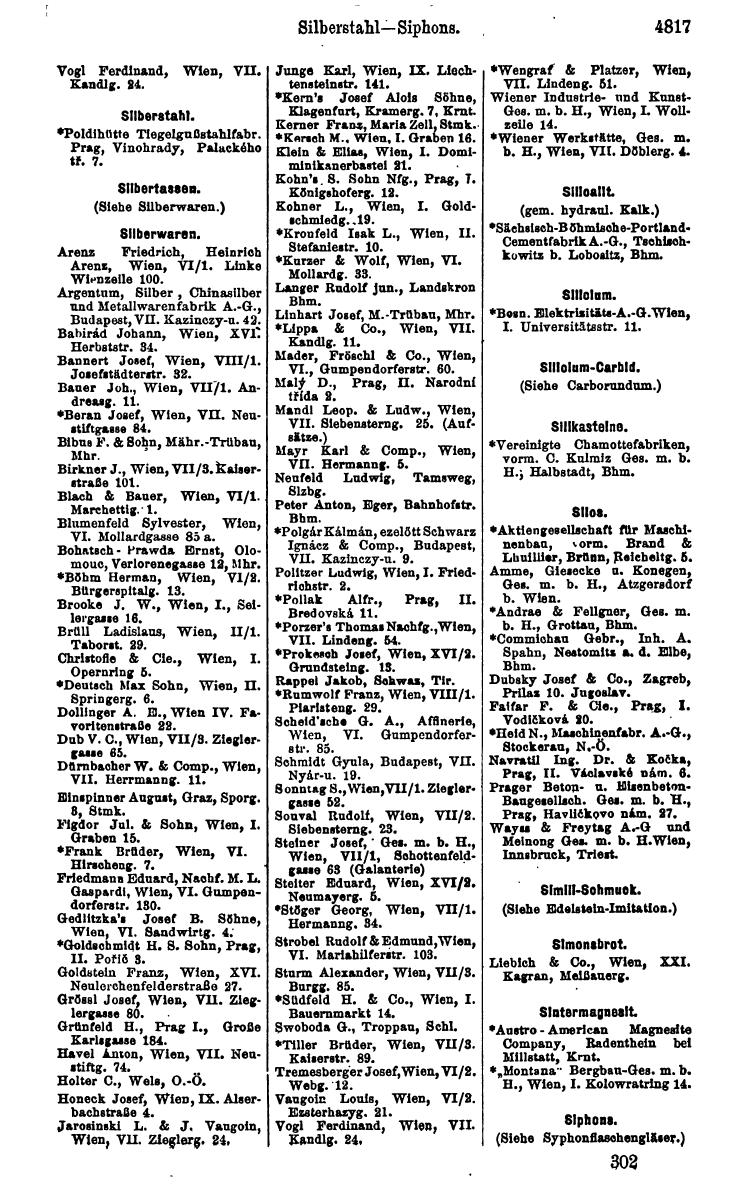 Compass 1922. Band VI: Österreich, Tschechoslowakei, Ungarn, Jugoslawien. - Page 1367