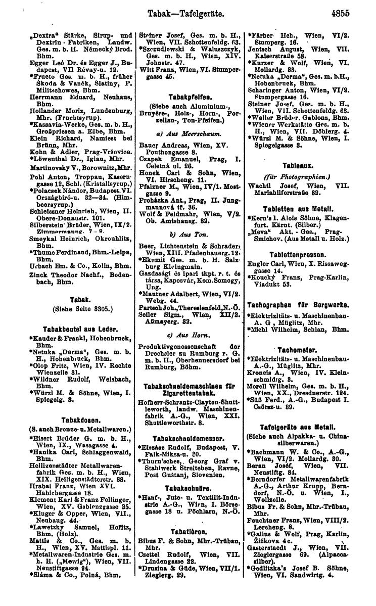 Compass 1922. Band VI: Österreich, Tschechoslowakei, Ungarn, Jugoslawien. - Page 1405