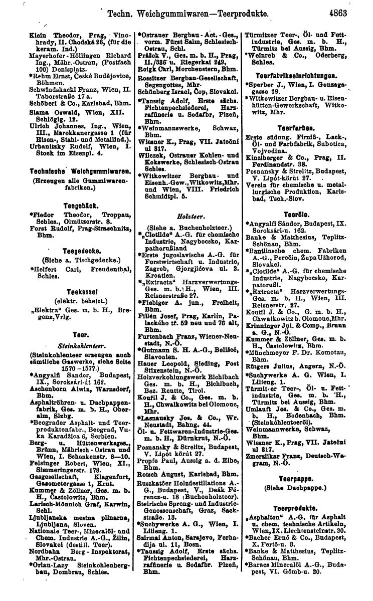 Compass 1922. Band VI: Österreich, Tschechoslowakei, Ungarn, Jugoslawien. - Page 1413