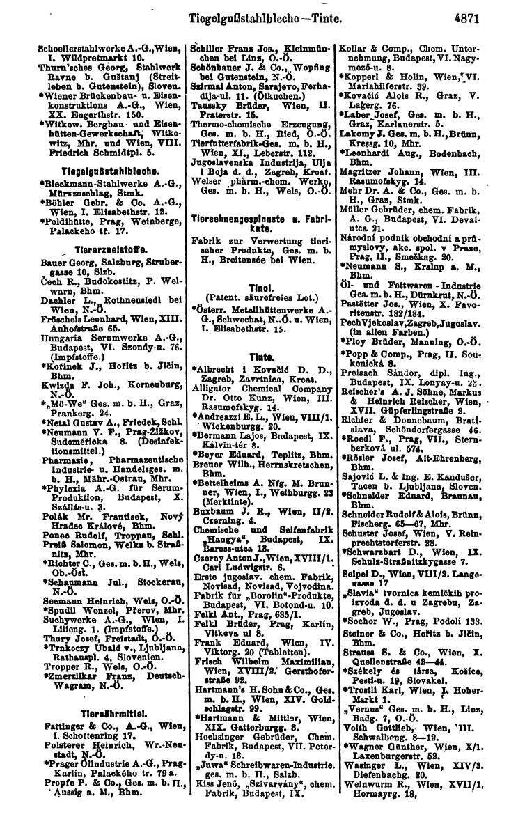 Compass 1922. Band VI: Österreich, Tschechoslowakei, Ungarn, Jugoslawien. - Page 1421