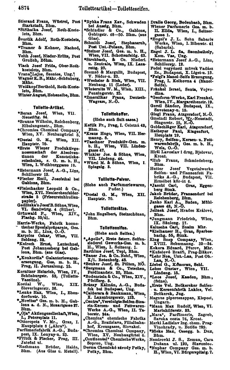 Compass 1922. Band VI: Österreich, Tschechoslowakei, Ungarn, Jugoslawien. - Page 1424