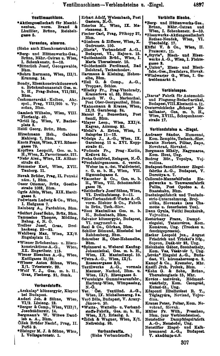 Compass 1922. Band VI: Österreich, Tschechoslowakei, Ungarn, Jugoslawien. - Page 1447