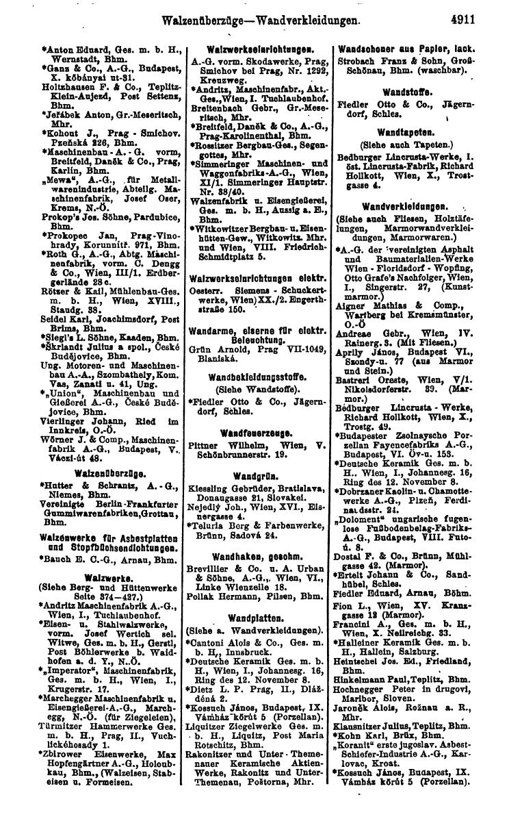 Compass 1922. Band VI: Österreich, Tschechoslowakei, Ungarn, Jugoslawien. - Page 1463