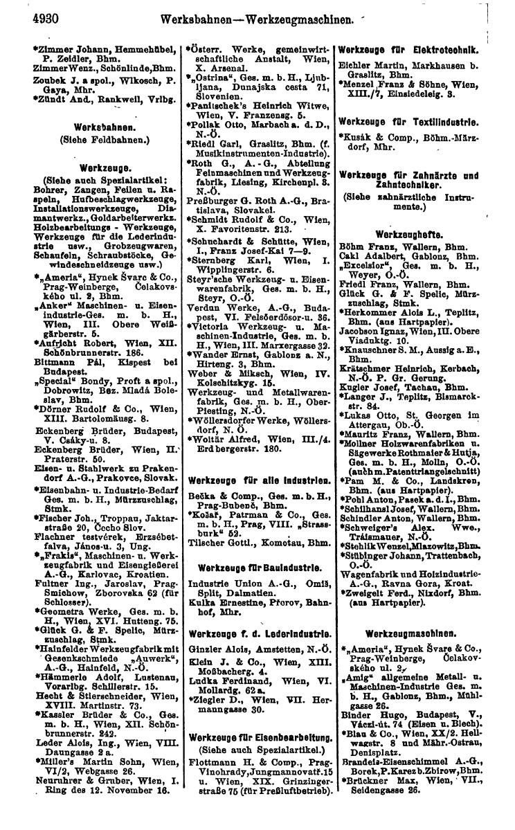 Compass 1922. Band VI: Österreich, Tschechoslowakei, Ungarn, Jugoslawien. - Page 1484