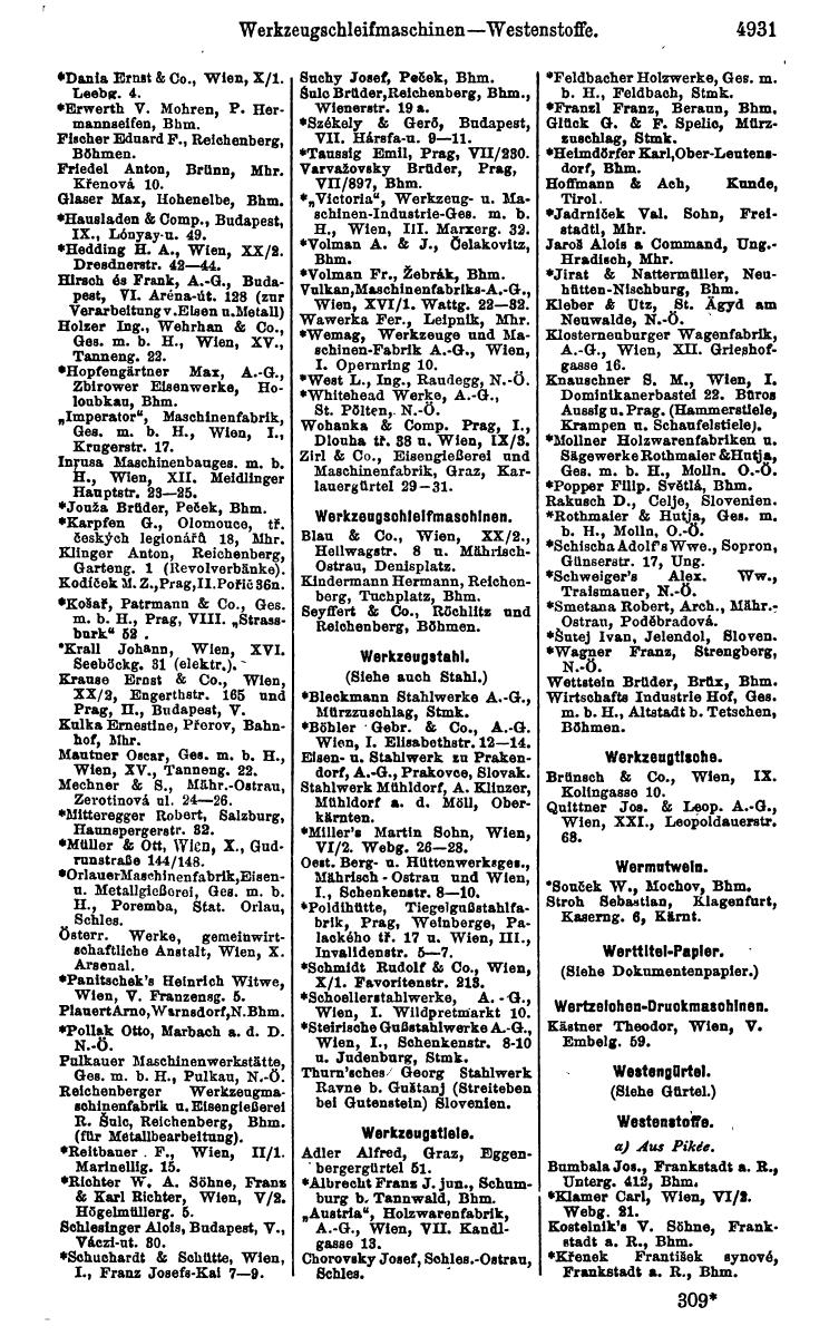 Compass 1922. Band VI: Österreich, Tschechoslowakei, Ungarn, Jugoslawien. - Page 1485