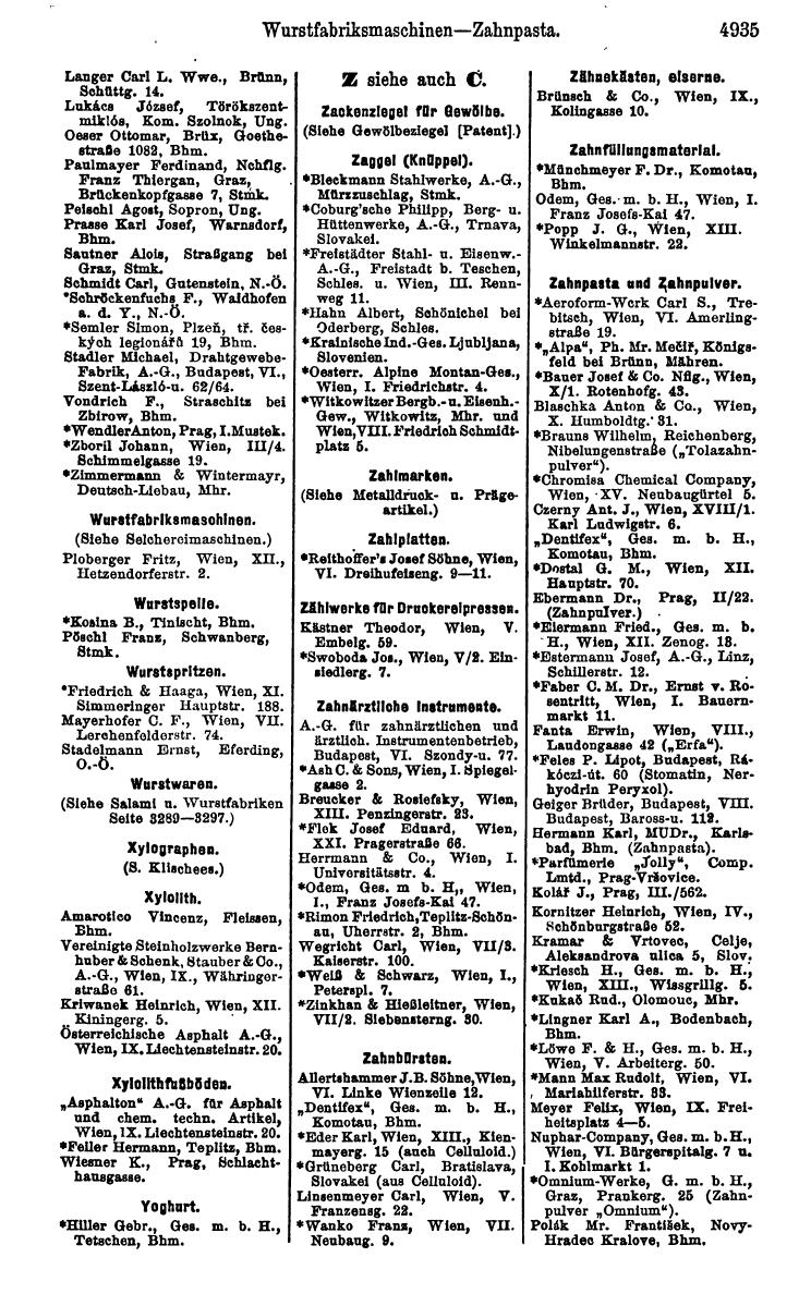 Compass 1922. Band VI: Österreich, Tschechoslowakei, Ungarn, Jugoslawien. - Page 1489