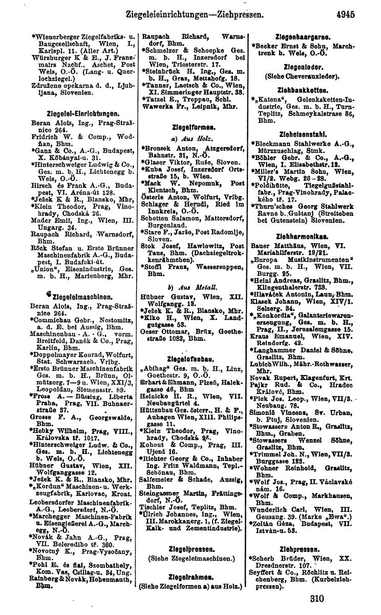 Compass 1922. Band VI: Österreich, Tschechoslowakei, Ungarn, Jugoslawien. - Page 1499