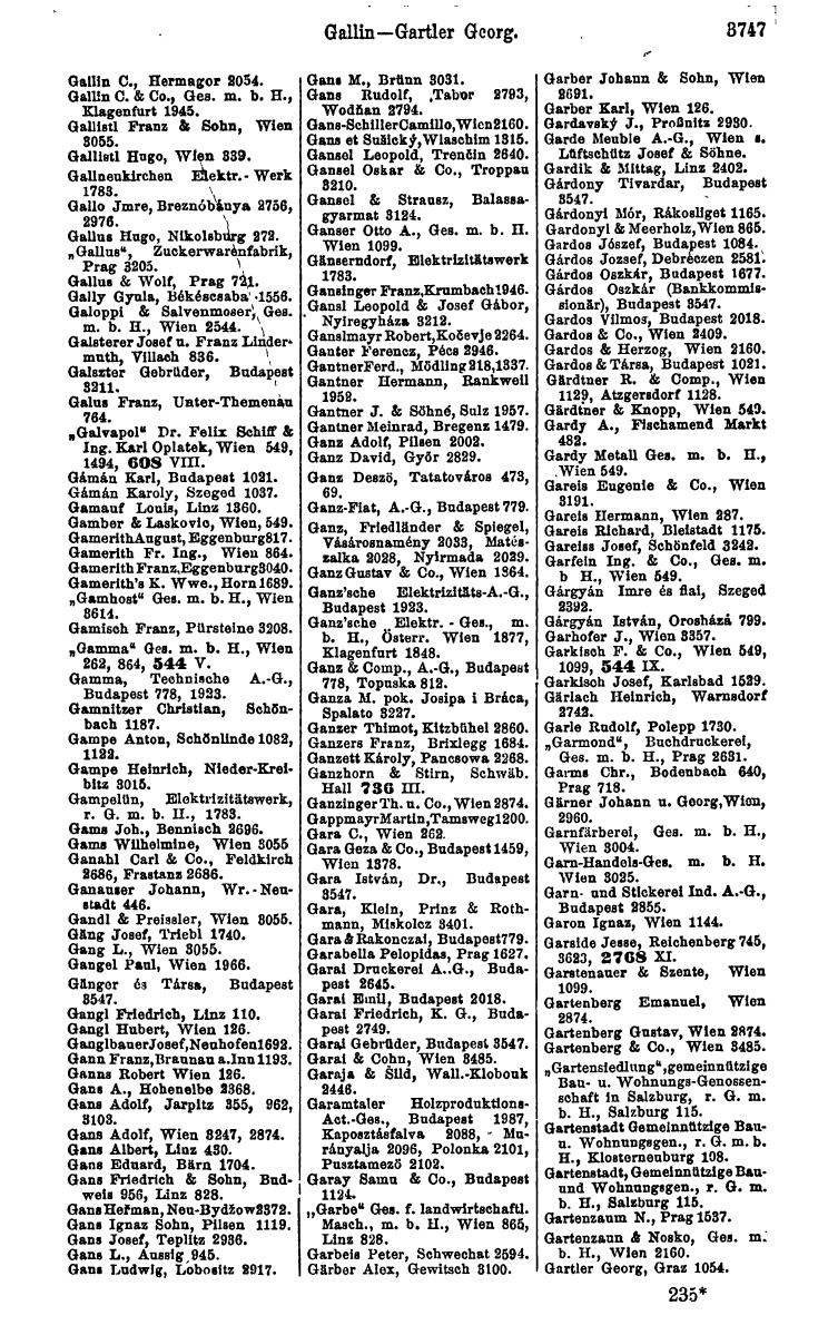 Compass 1922. Band VI: Österreich, Tschechoslowakei, Ungarn, Jugoslawien. - Page 187