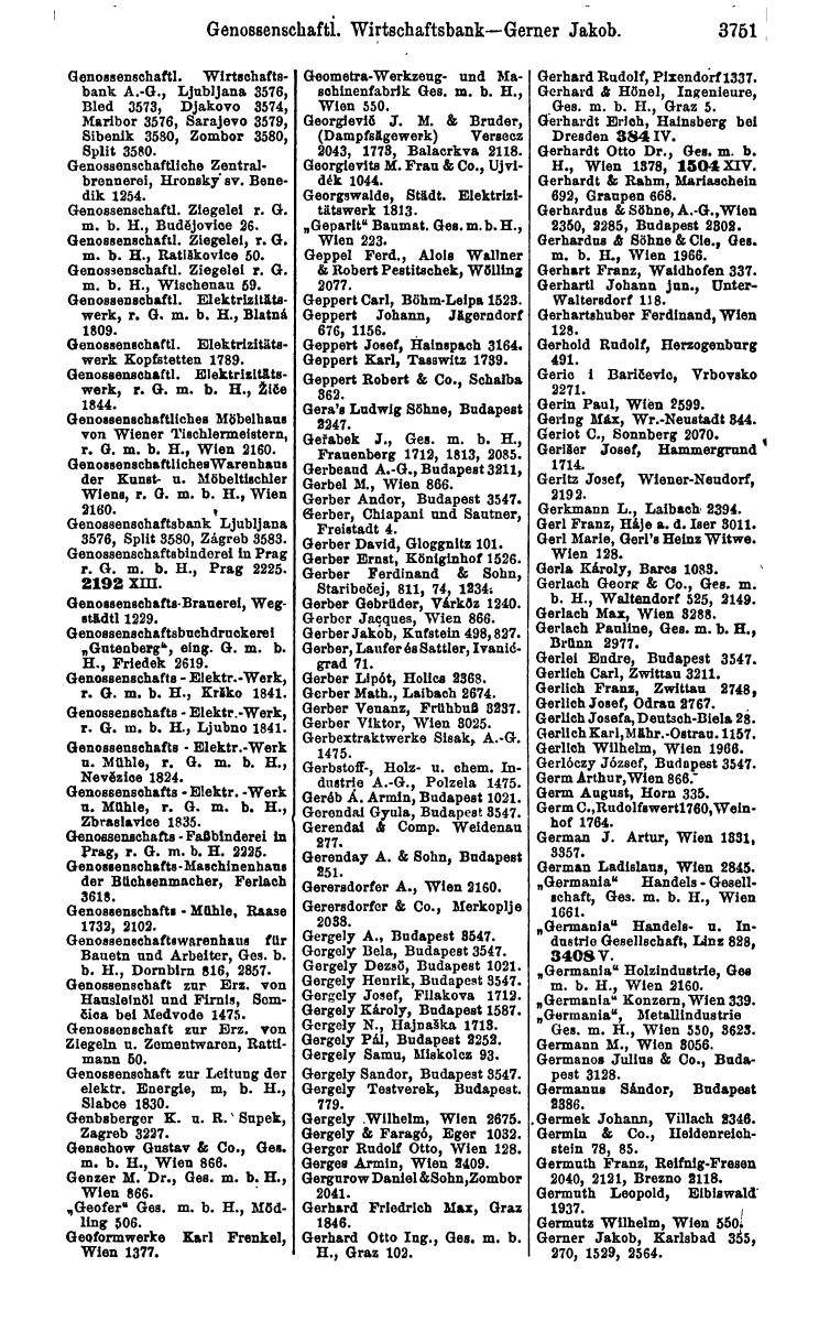 Compass 1922. Band VI: Österreich, Tschechoslowakei, Ungarn, Jugoslawien. - Seite 191