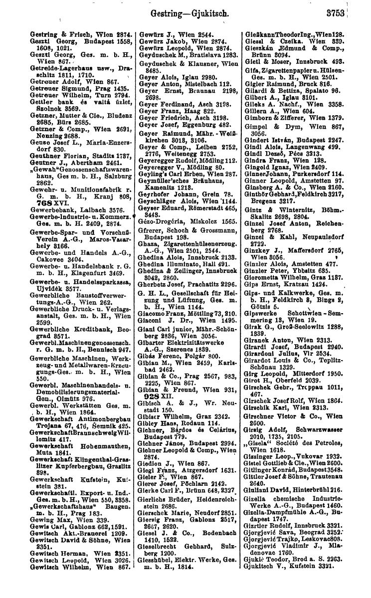 Compass 1922. Band VI: Österreich, Tschechoslowakei, Ungarn, Jugoslawien. - Page 193