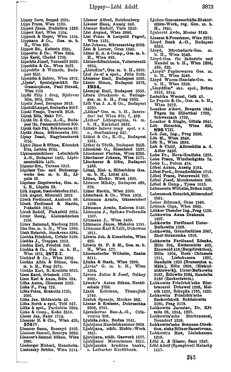 Compass 1922. Band VI: Österreich, Tschechoslowakei, Ungarn, Jugoslawien. - Page 329