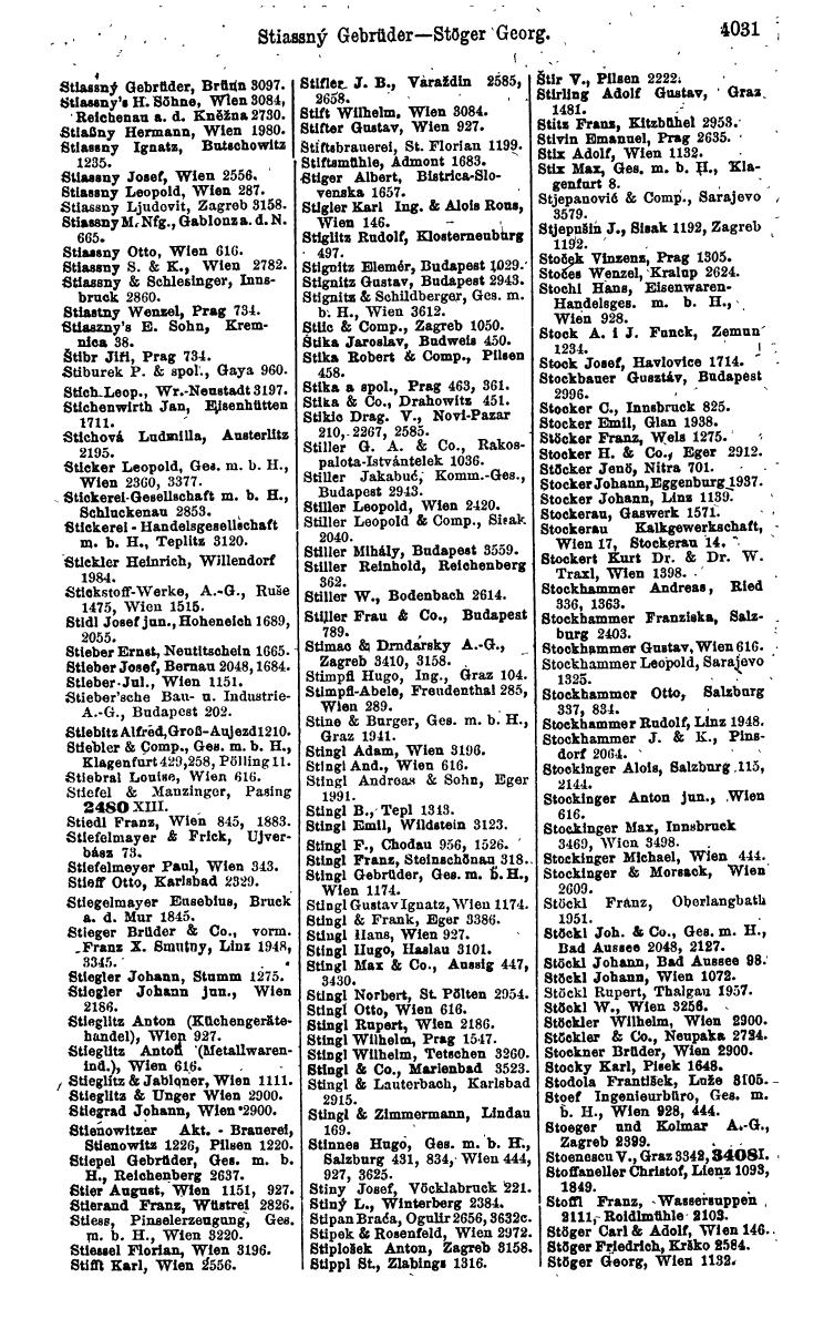 Compass 1922. Band VI: Österreich, Tschechoslowakei, Ungarn, Jugoslawien. - Page 485