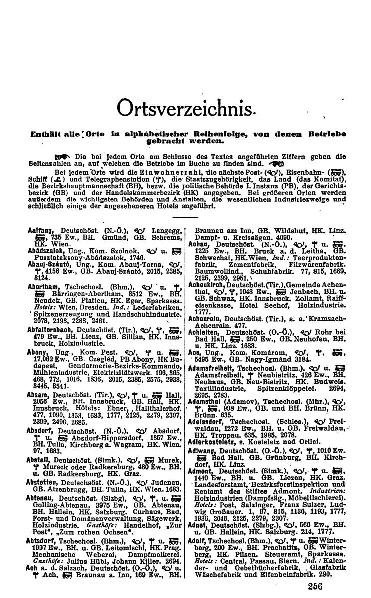 Compass 1922. Band VI: Österreich, Tschechoslowakei, Ungarn, Jugoslawien. - Seite 567