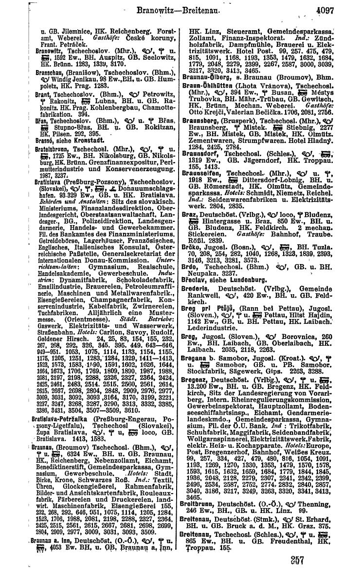 Compass 1922. Band VI: Österreich, Tschechoslowakei, Ungarn, Jugoslawien. - Seite 583