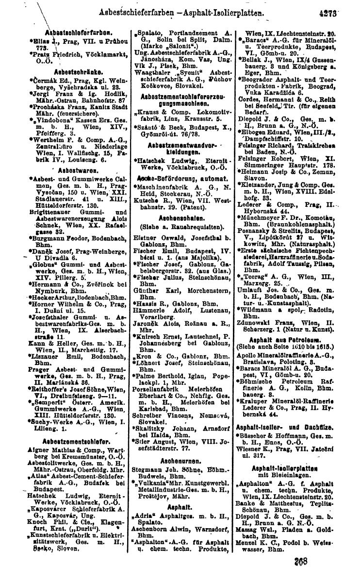 Compass 1922. Band VI: Österreich, Tschechoslowakei, Ungarn, Jugoslawien. - Page 775