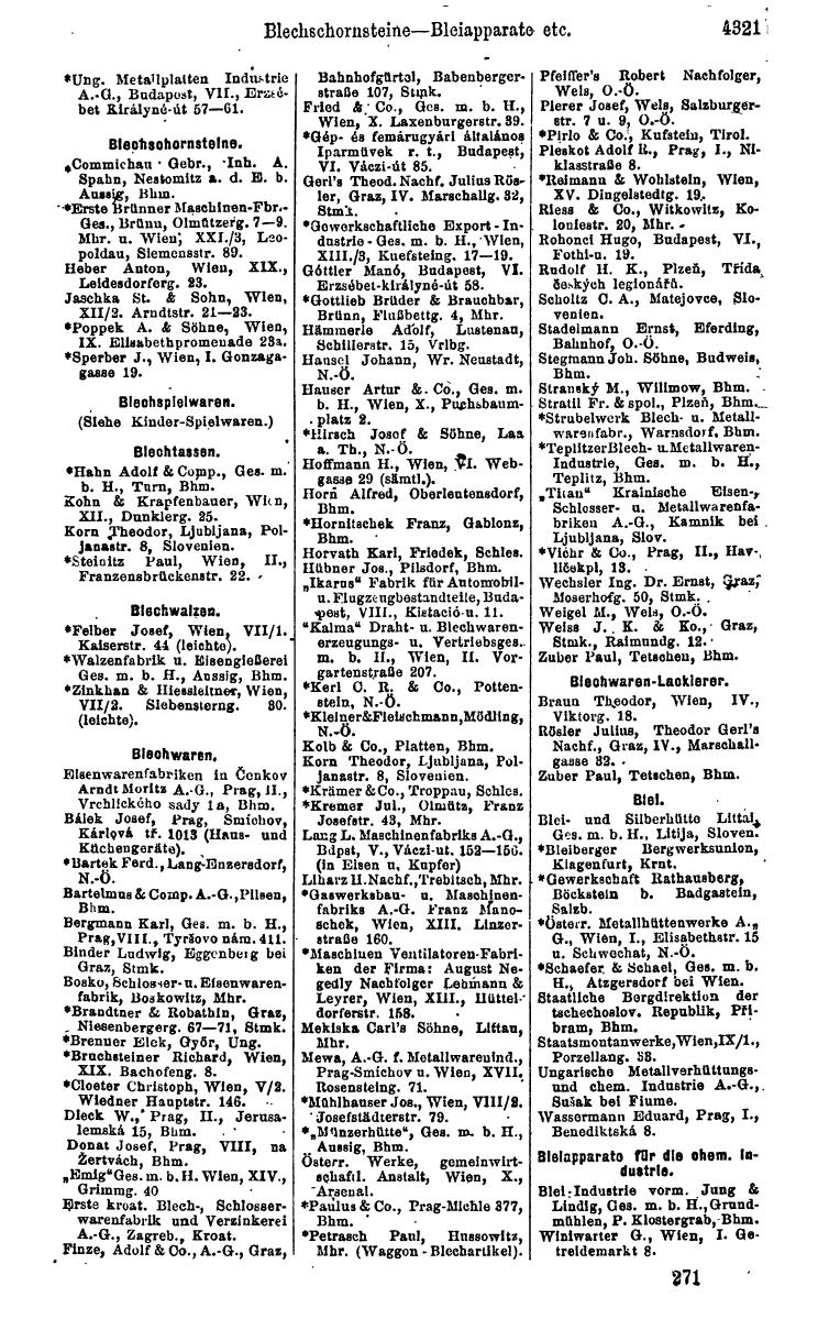 Compass 1922. Band VI: Österreich, Tschechoslowakei, Ungarn, Jugoslawien. - Page 825