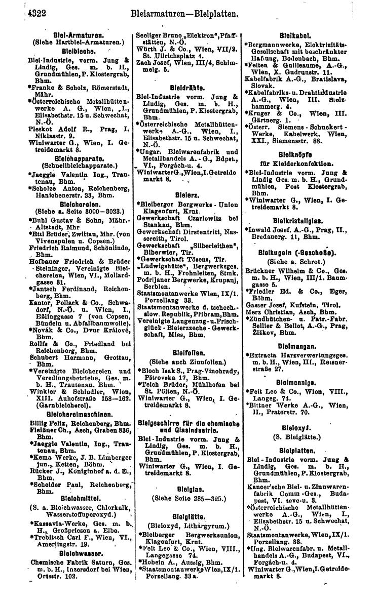 Compass 1922. Band VI: Österreich, Tschechoslowakei, Ungarn, Jugoslawien. - Page 826