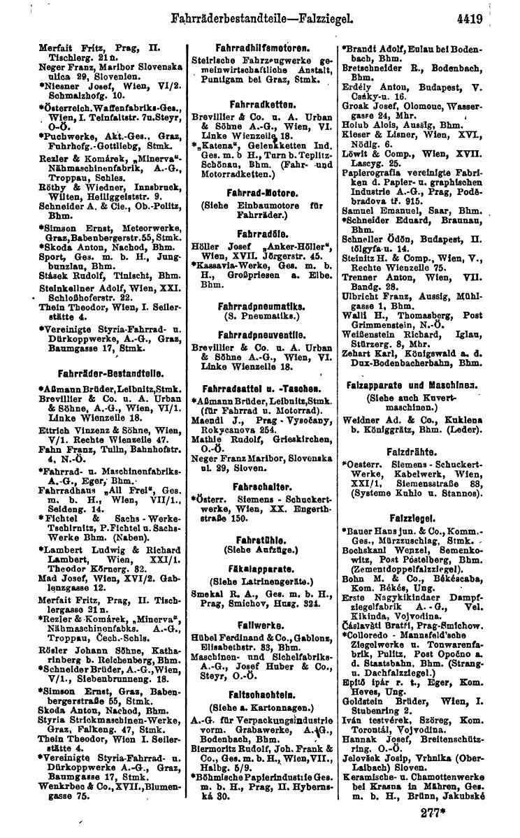 Compass 1922. Band VI: Österreich, Tschechoslowakei, Ungarn, Jugoslawien. - Page 927