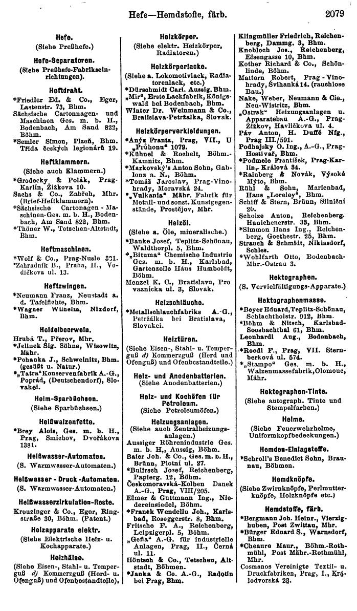 Compass. Industrielles Jahrbuch 1928: Tschechoslowakei. - Seite 2183