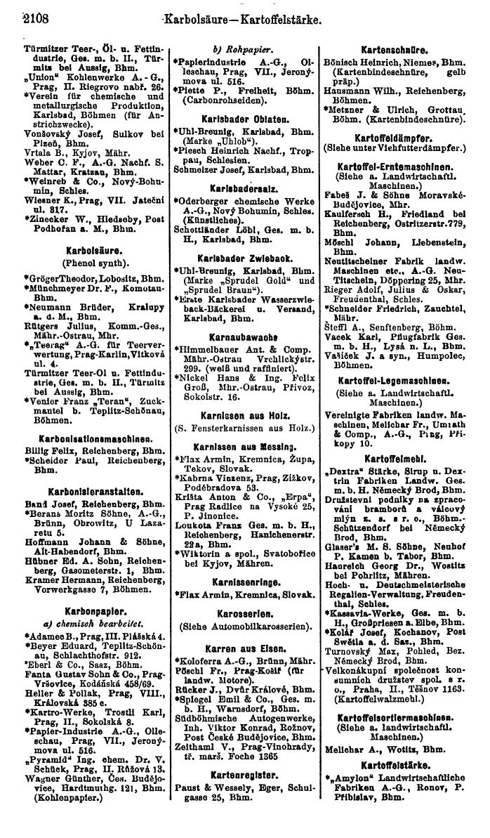 Compass. Industrielles Jahrbuch 1928: Tschechoslowakei. - Seite 2212