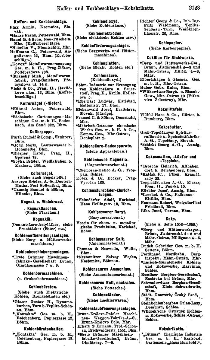 Compass. Industrielles Jahrbuch 1928: Tschechoslowakei. - Seite 2227