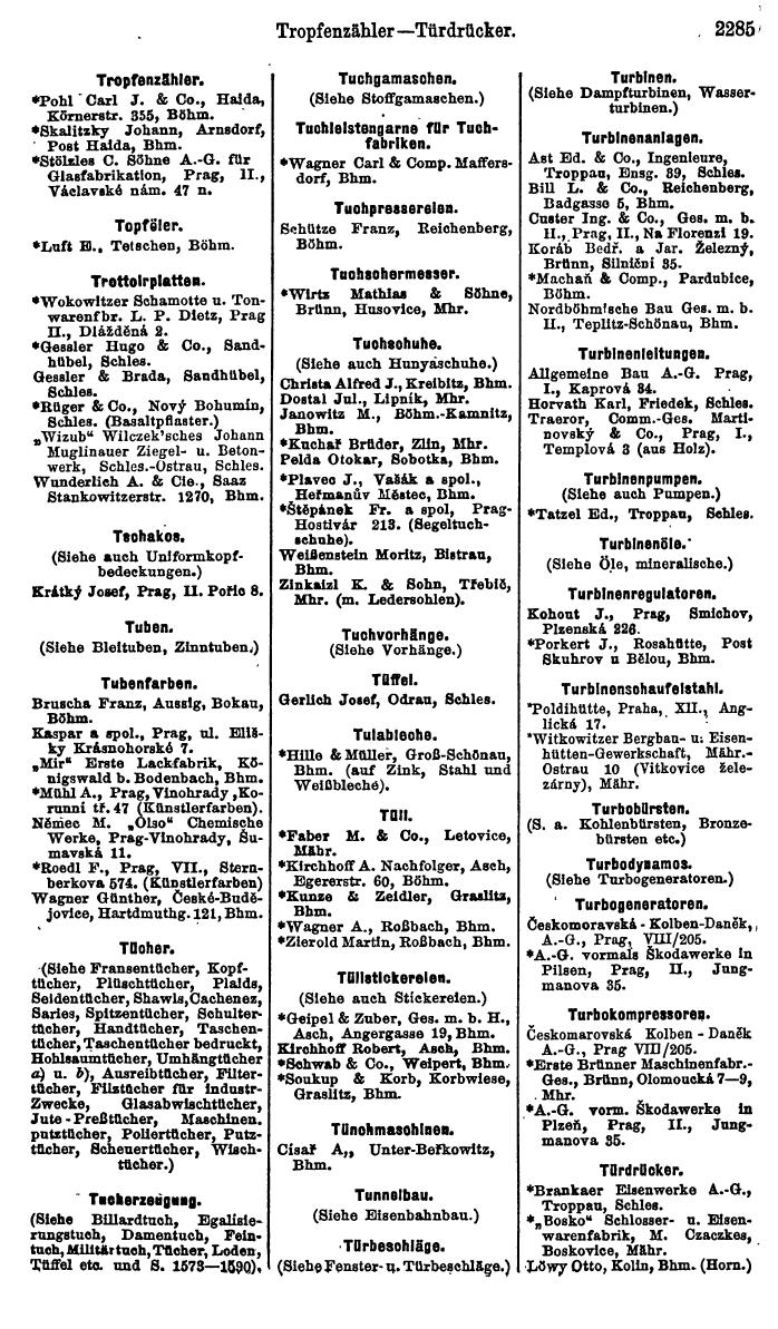 Compass. Industrielles Jahrbuch 1928: Tschechoslowakei. - Seite 2391