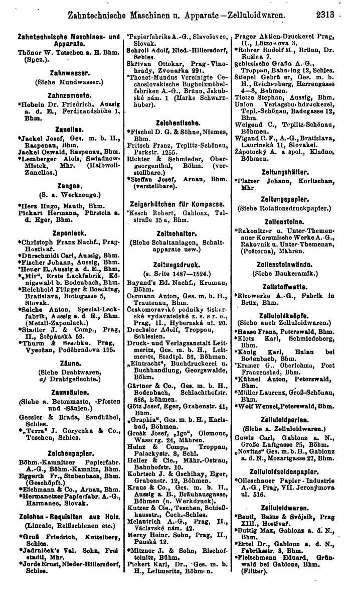 Compass. Industrielles Jahrbuch 1928: Tschechoslowakei. - Seite 2419