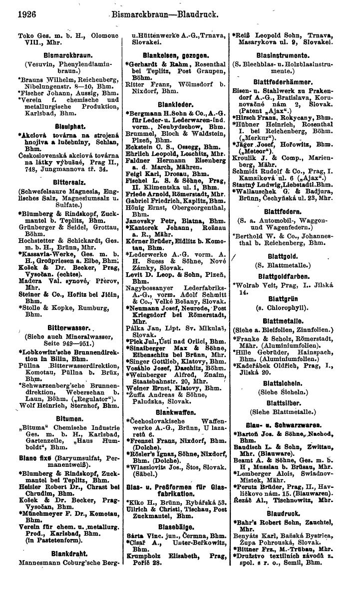 Compass. Kommerzieller Teil 1926: Tschechoslowakei. - Page 2016