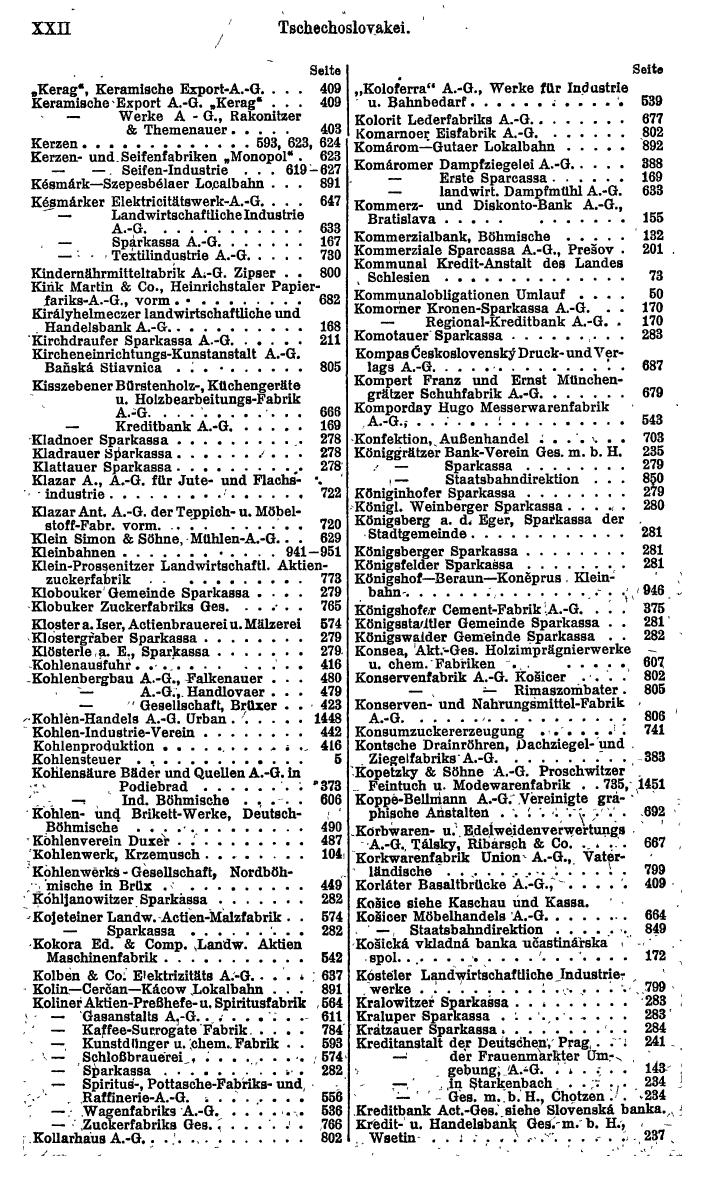 Compass. Finanzielles Jahrbuch 1922: Tschechoslowakei, Jugoslawien. - Seite 26