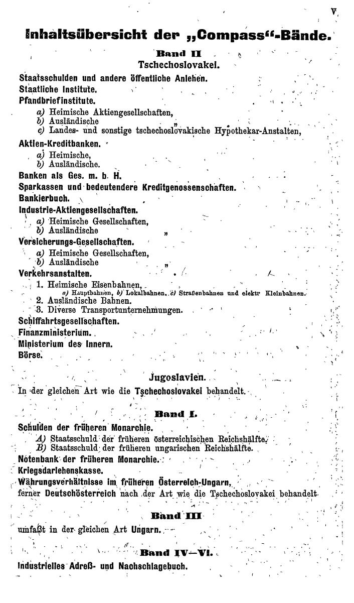 Compass. Finanzielles Jahrbuch 1922: Tschechoslowakei, Jugoslawien. - Seite 9