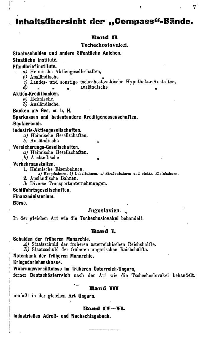 Compass. Finanzielles Jahrbuch 1921: Tschechoslowakei, Jugoslawien. - Seite 9