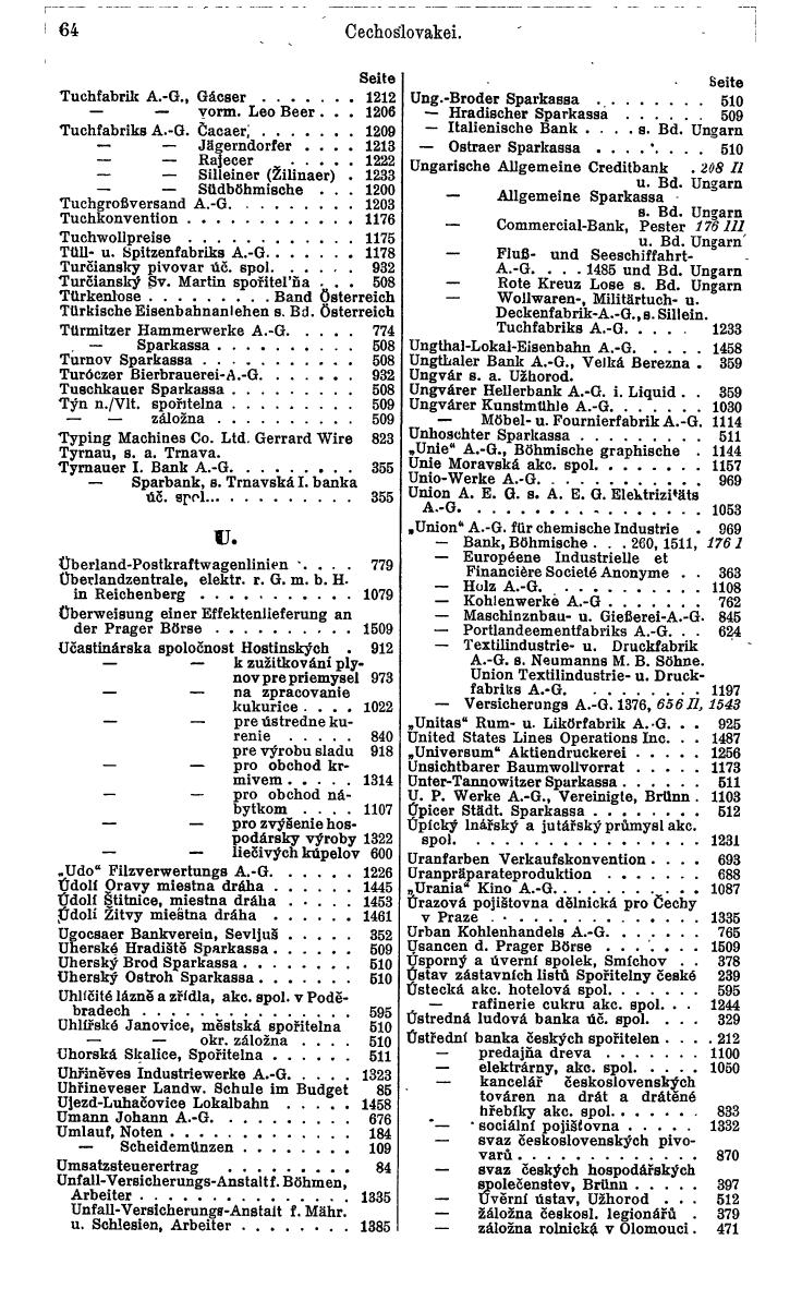 Compass. Finanzielles Jahrbuch 1932: Tschechoslowakei. - Seite 70