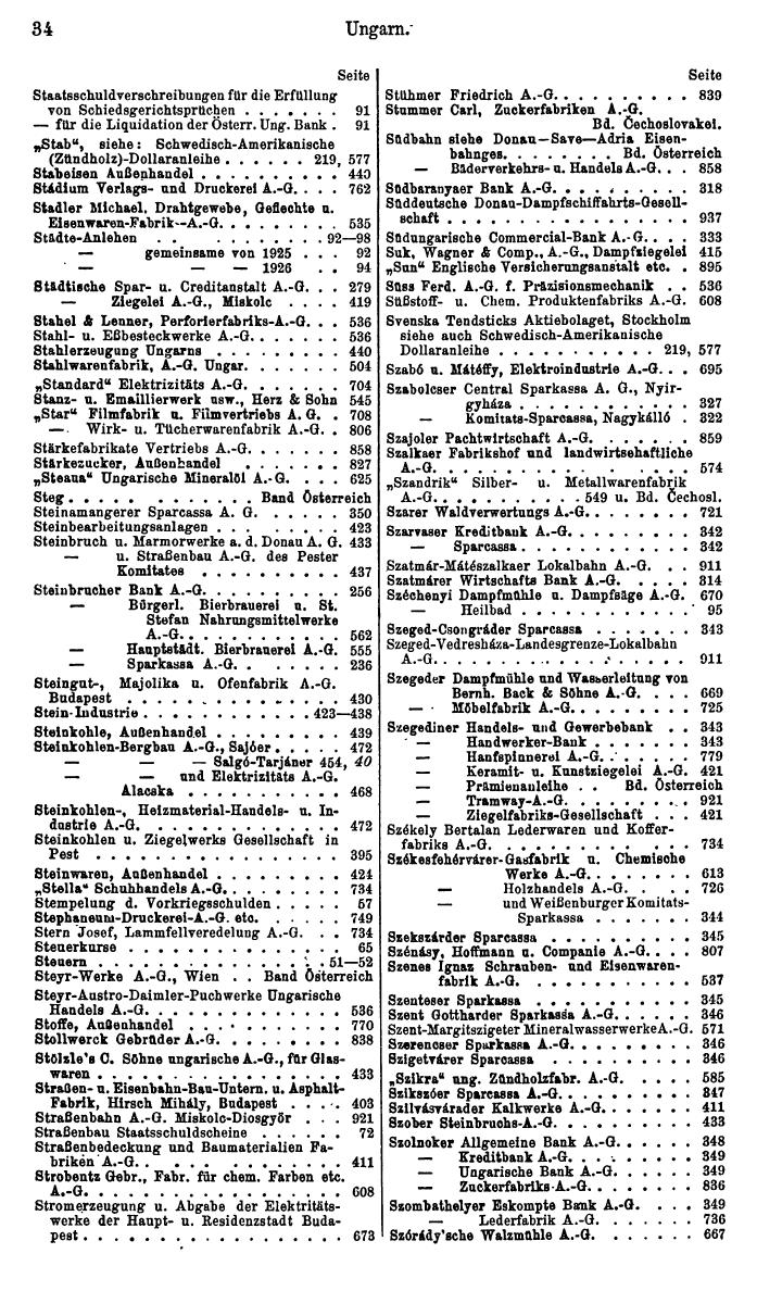 Compass. Finanzielles Jahrbuch 1934: Ungarn. - Seite 38