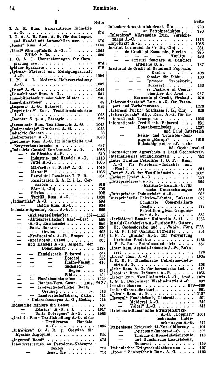 Compass. Finanzielles Jahrbuch 1931: Rumänien. - Seite 48