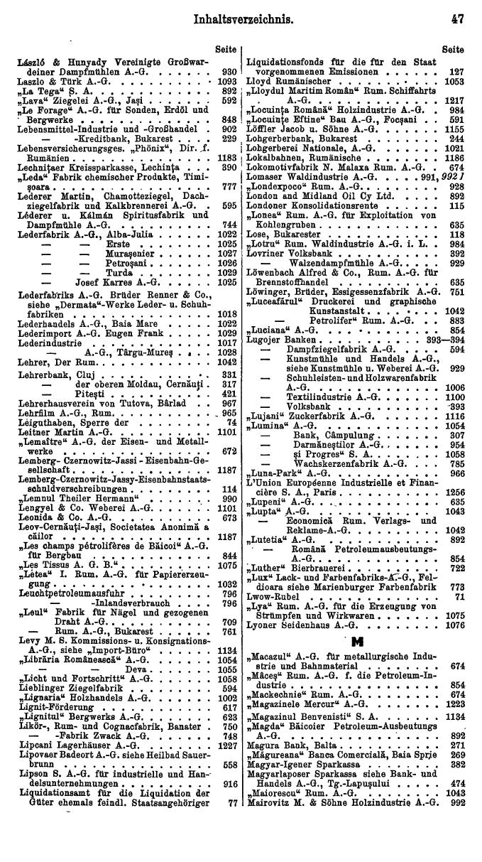 Compass. Finanzielles Jahrbuch 1932: Rumänien. - Seite 51