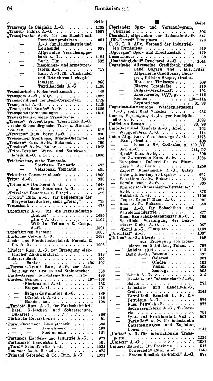 Compass. Finanzielles Jahrbuch 1932: Rumänien. - Seite 68