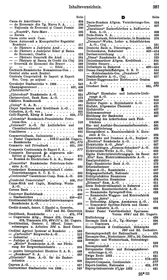 Compass. Finanzielles Jahrbuch 1934: Rumänien, Jugoslawien. - Seite 393