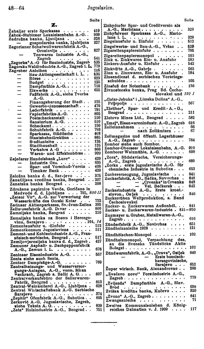 Compass. Finanzielles Jahrbuch 1932: Jugoslawien. - Seite 52