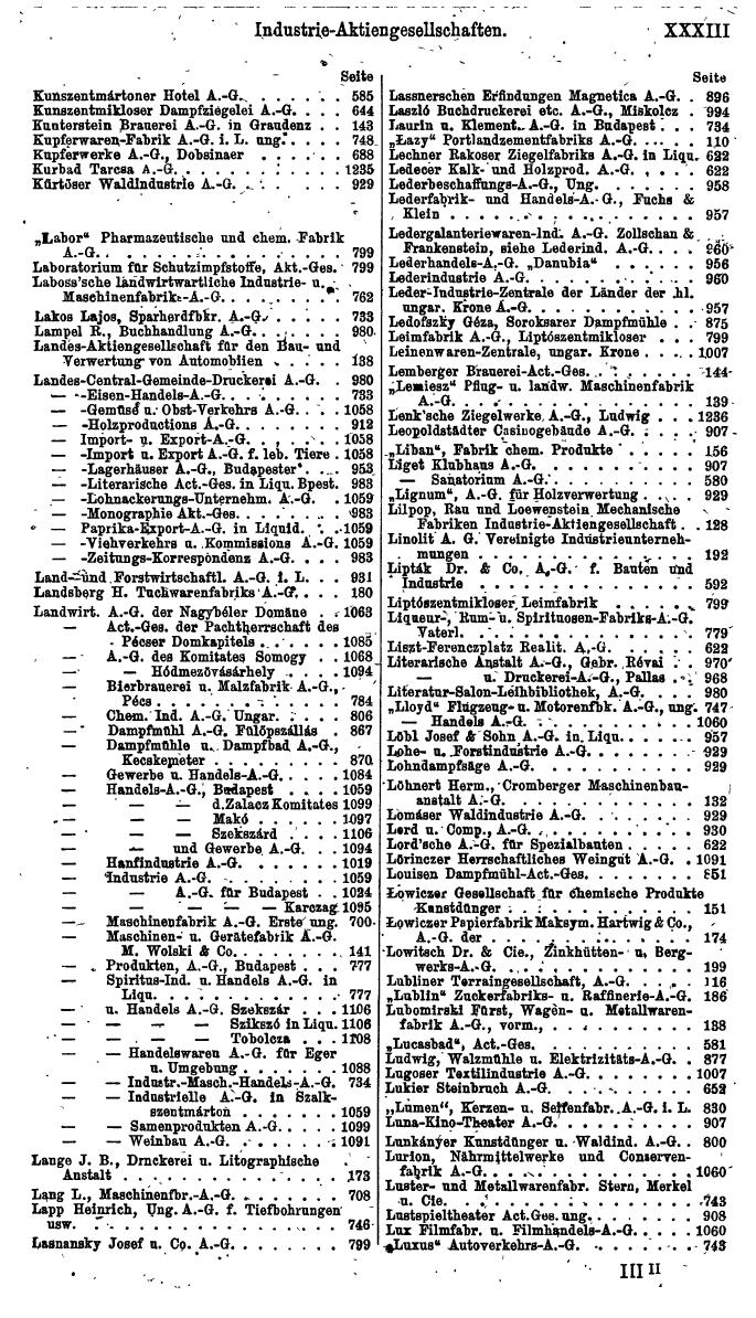 Compass. Finanzielles Jahrbuch 1920, Band II: Polen, Ungarn. - Seite 37