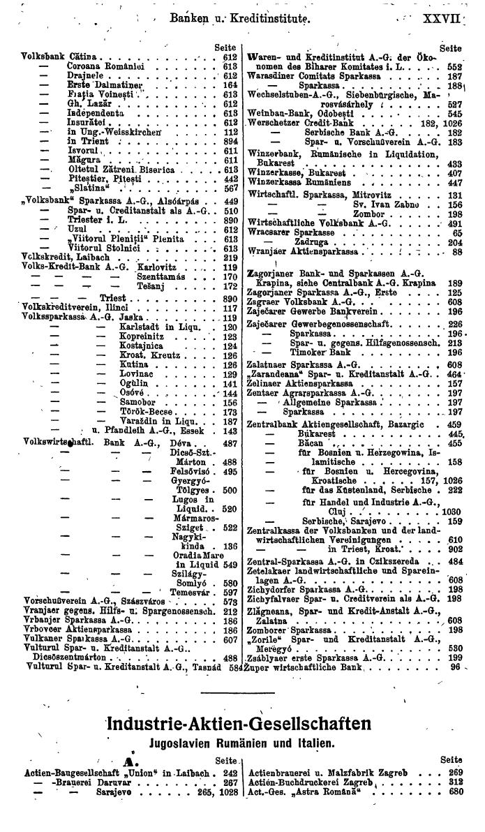 Compass. Finanzielles Jahrbuch 1920, Band III: Jugoslawien, Rumänien, Neu-Italien. - Seite 31