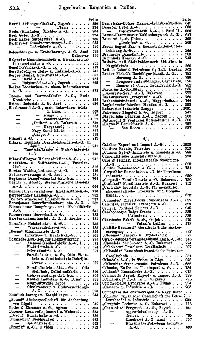 Compass. Finanzielles Jahrbuch 1920, Band III: Jugoslawien, Rumänien, Neu-Italien. - Seite 34